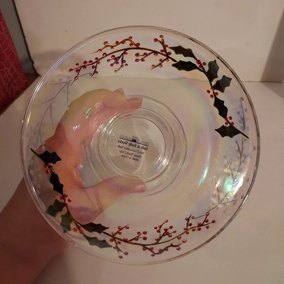 Bath and Body Works Christmas Iridescent Shine Glass Vase with Holly Ivy Design - Picture 5 of 7